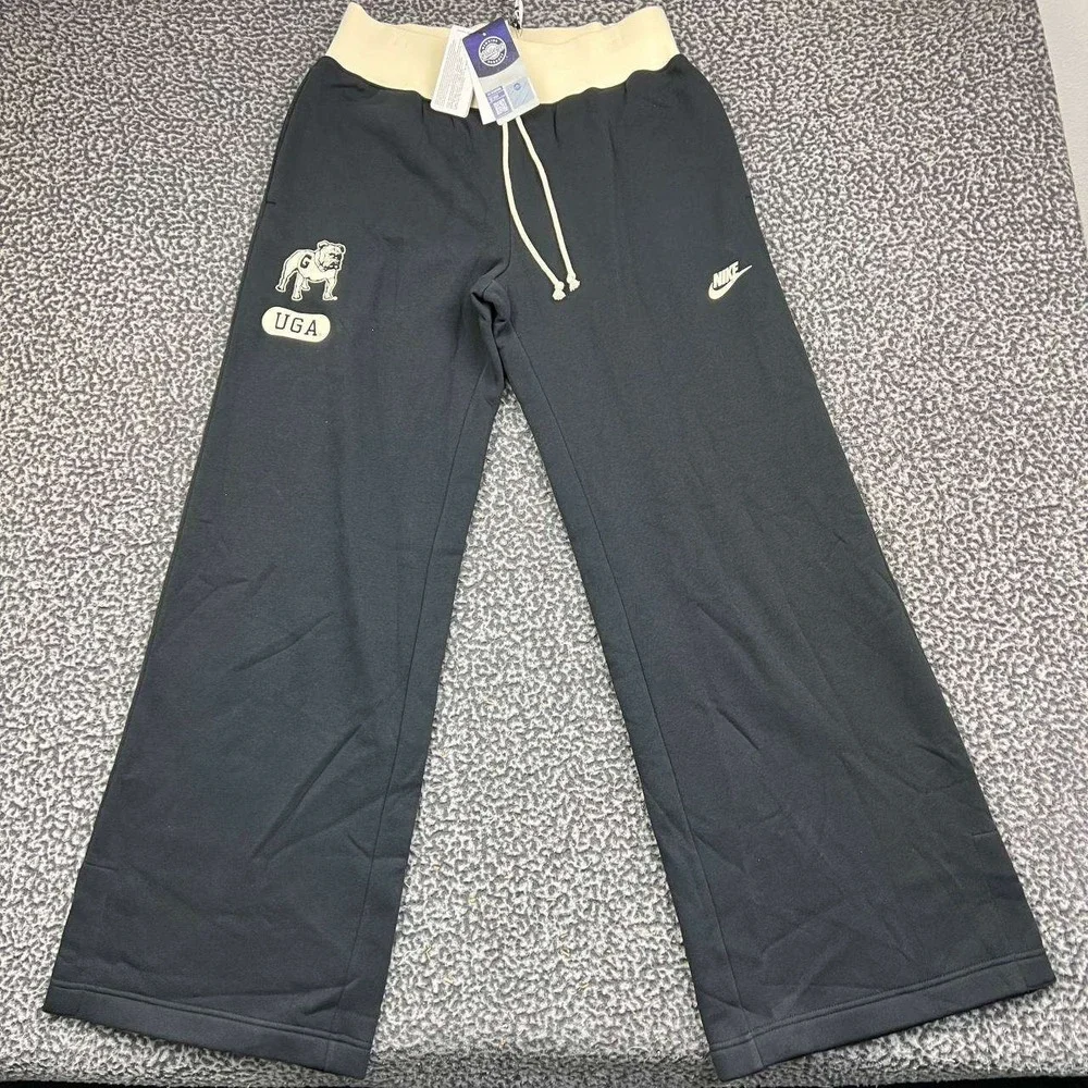 Nike Georgia Bulldogs UGA Sweatpants Women Medium Fleece Wide Leg Black New